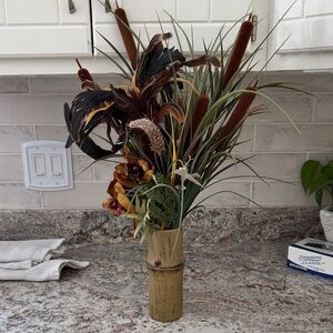 Elegant Brown and Green Faux Floral Arrangement